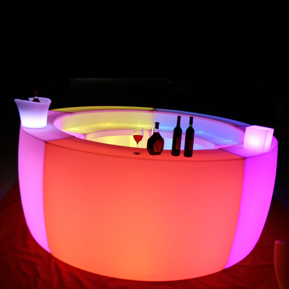wireless portable rgb color lighting led mobile wine bar counter outdoor plastic cocktail bar furniture set for nightclub party