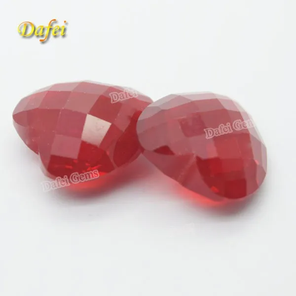 Wholesale Red Double Checkerboard Heart Glass Gemstone