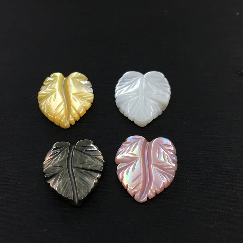 12*14mm Natural pink flower leaf shape carved mother of pearl engraved good quality loose gemstone shell jewelry
