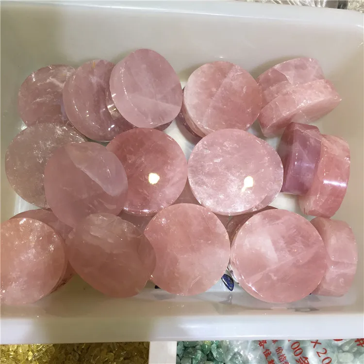 
Wholesale Natural Crystal High Quality Cheap Price Polished Pink Rose Quartz Round Cake Slice For Carving 