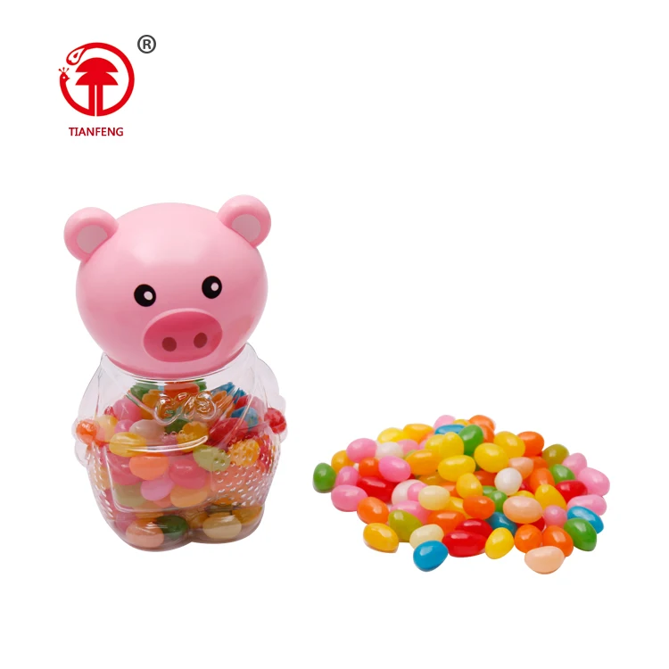 Chinese sweets pig shaped candy snack gummy hard shaped jelly bean candy for wholesale