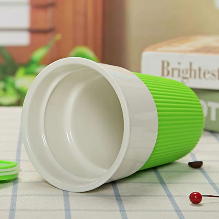 Ceramic mug  travel cup ceramic cup with silicone sleeve