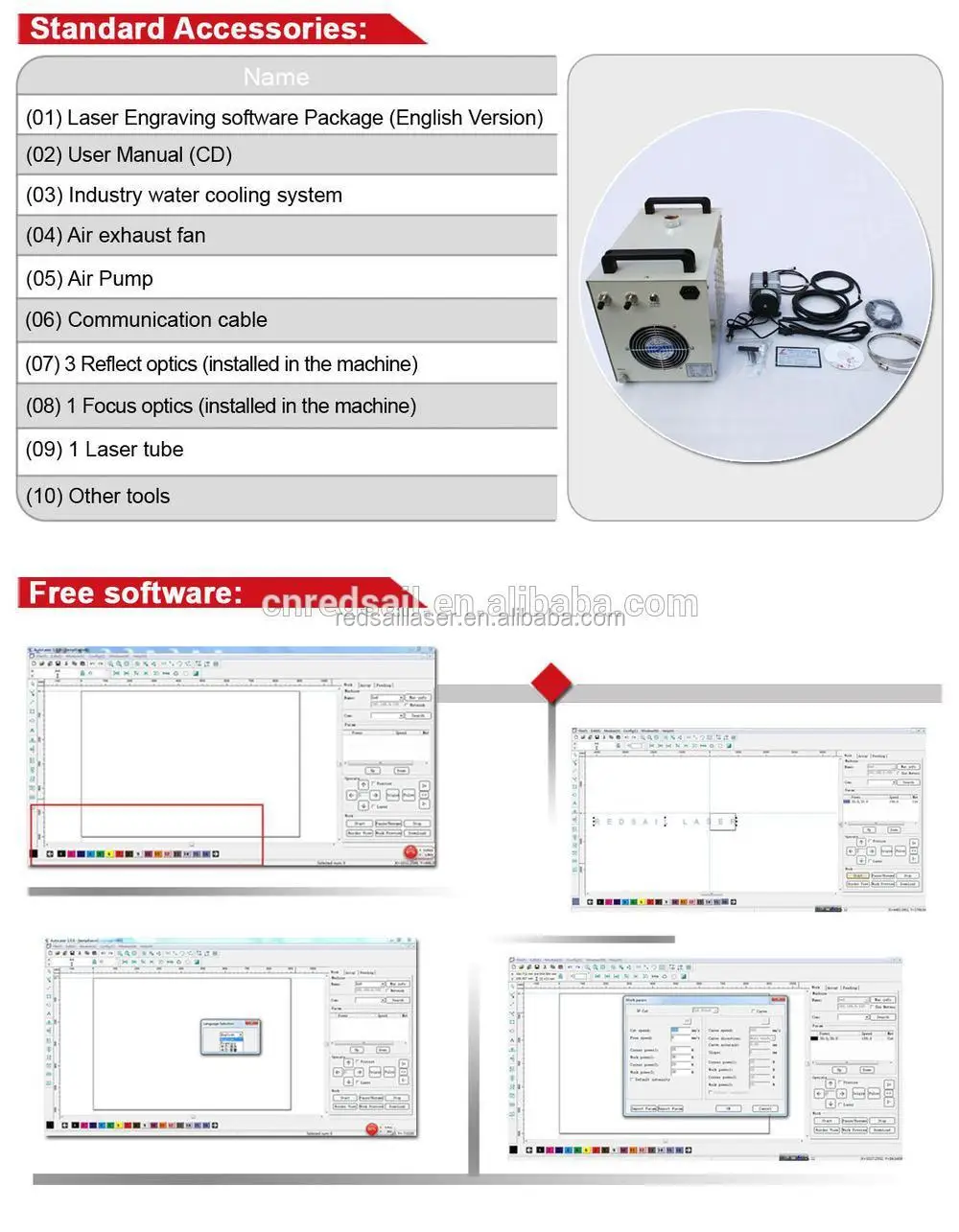 CM1490 Hot Sale With Best Price Redsail 80W CO2 Laser Acrylic Cutter Engraver Machine