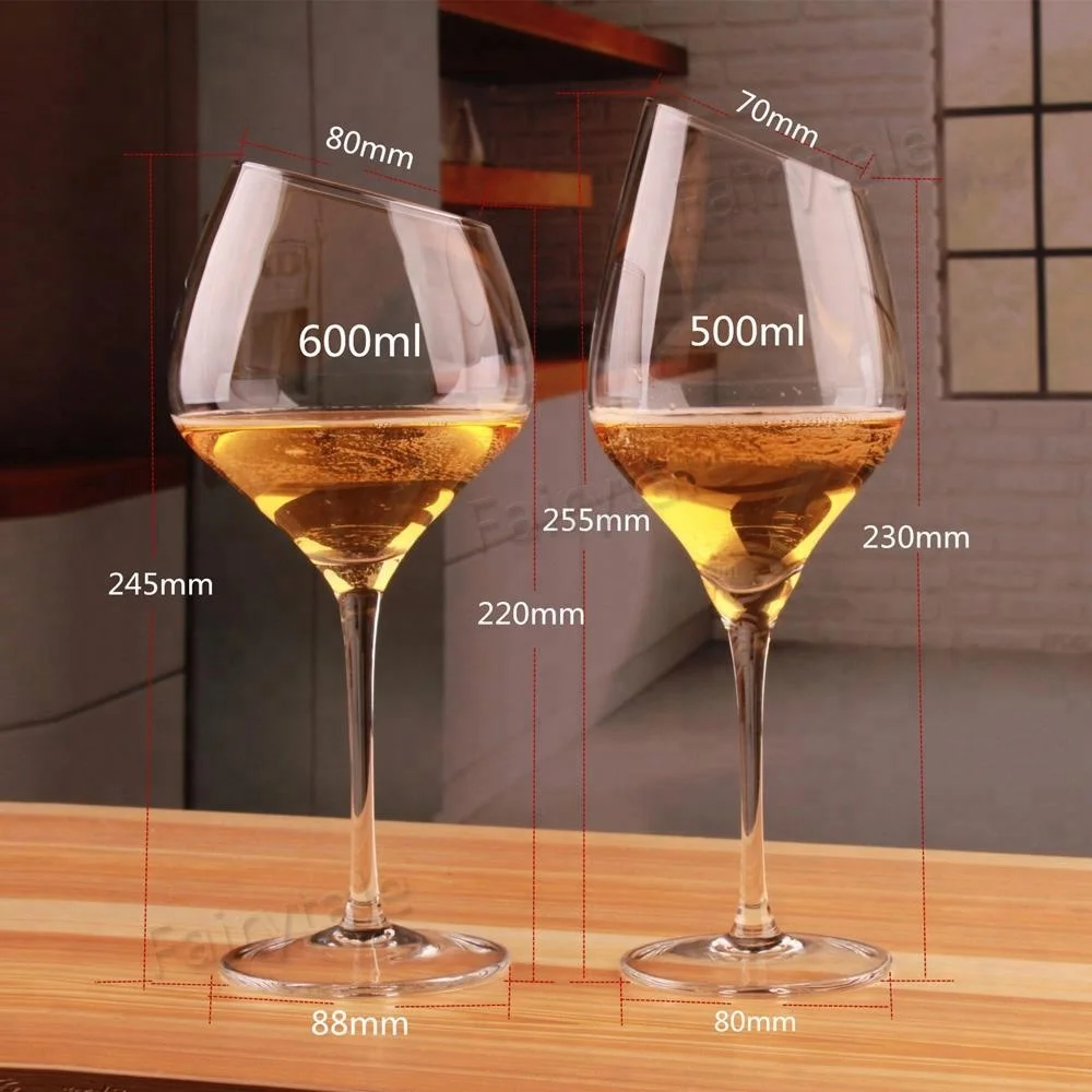 
Wholesaler Oblique Rim Wine Drinking Glasses Ware Goblet Crystal Red Wine Glasses 