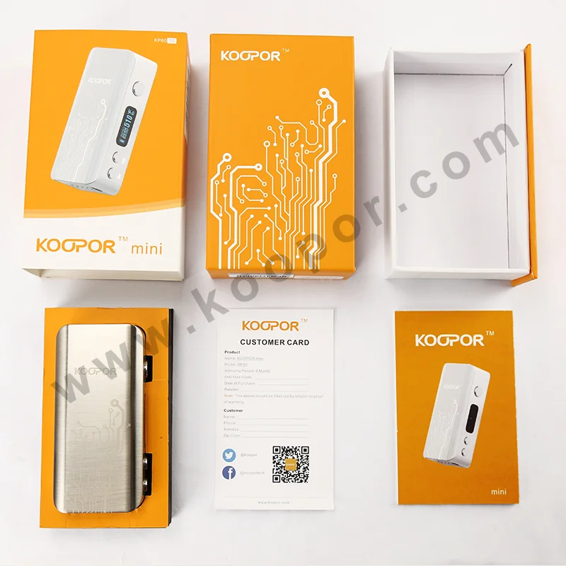 Original smoktech new products Koopor 60W mini ecig box mod high quality temperature control coopor box mod with colorful cases