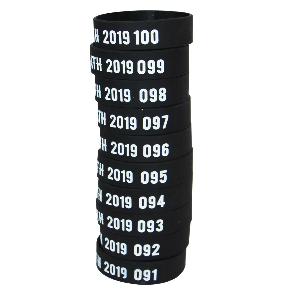 Free design event promotion silicon bracelet custom with sequential number