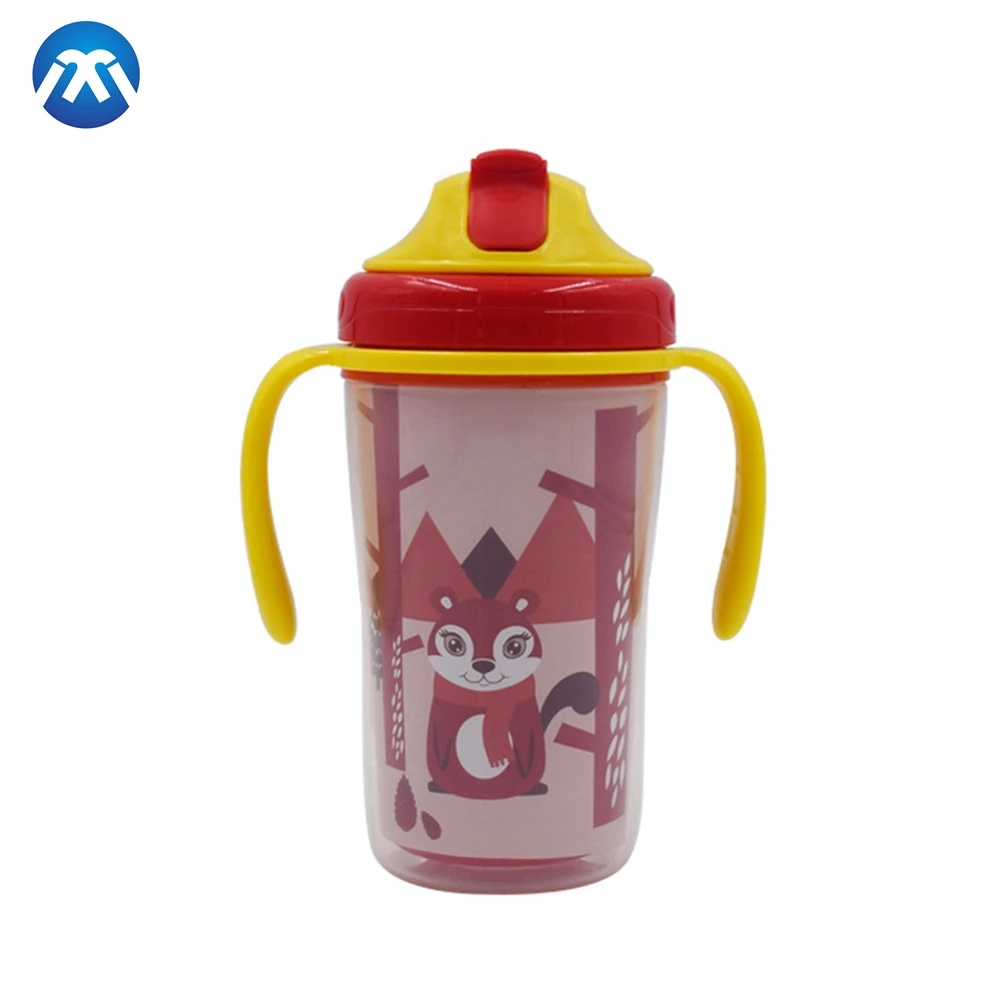 210ml/300ml Wholesale BPA Free  baby feeding  bottle children training straw cup baby sippy cup
