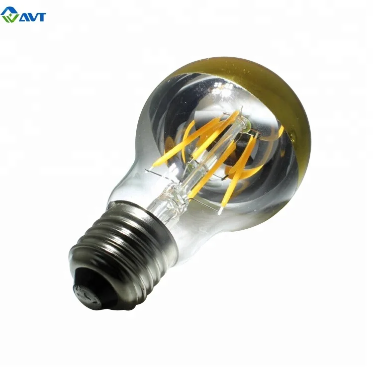 Half Mirror 3.5W 5W 7W E27 E27 B22 E14 filament led light bulbs with Half Mirror glass around