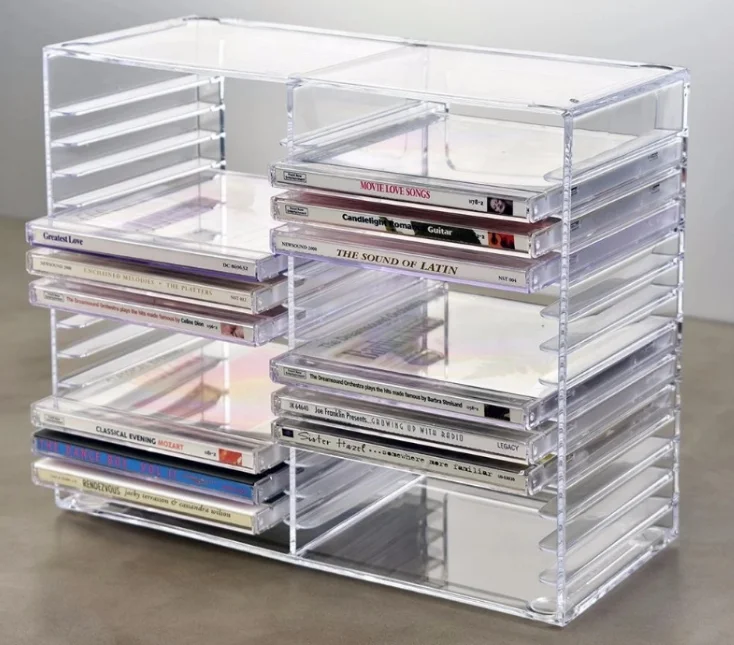 
Custom Wholesale Acrylic CD Rack Crystal DVD Shelf Stand Holder With Dividers 