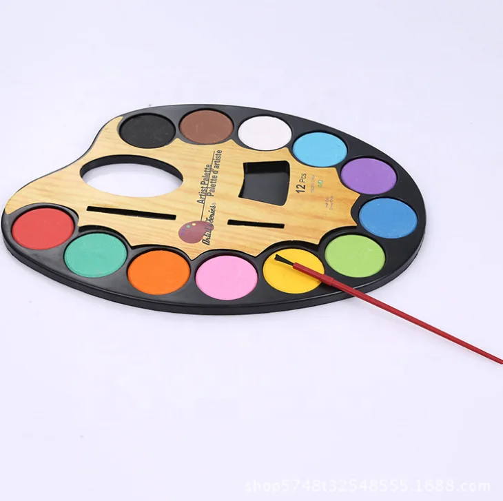 12 pcs half pan solid dry water color cake 4cm artist palette paint for drawing