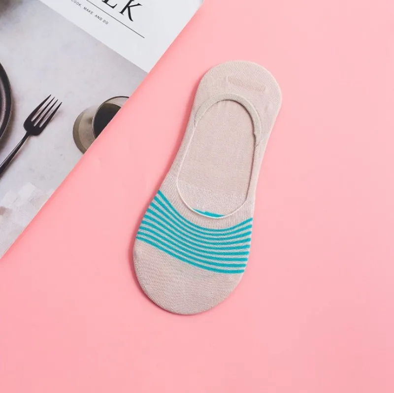 Красочные удобные летние хлопковые женские носки-невидимки с фруктами