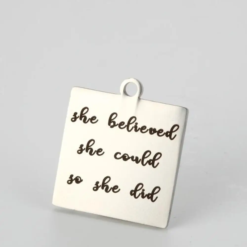 Wholesales silver necklace She Believed She Could So She Did stainless steel keychain for gift