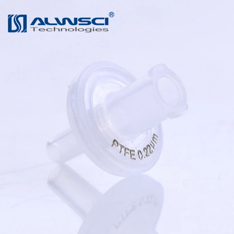 Hydrophobic PTFE welded 0.22 um pore syringe micron filter PTFE membrane