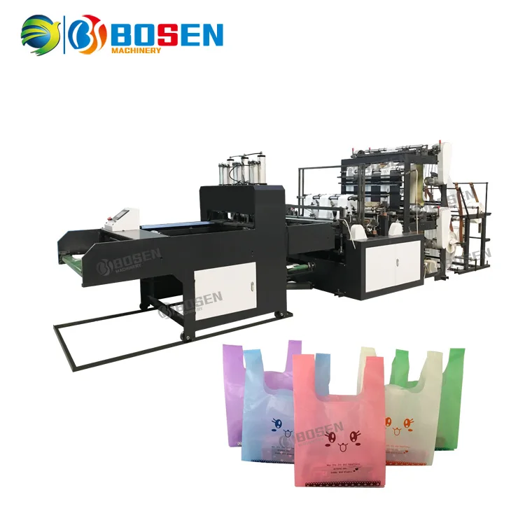 Plastic shopping bag making machine/HDPE Vest T-shirt shopping bag making machine/cold cutting hot sealing