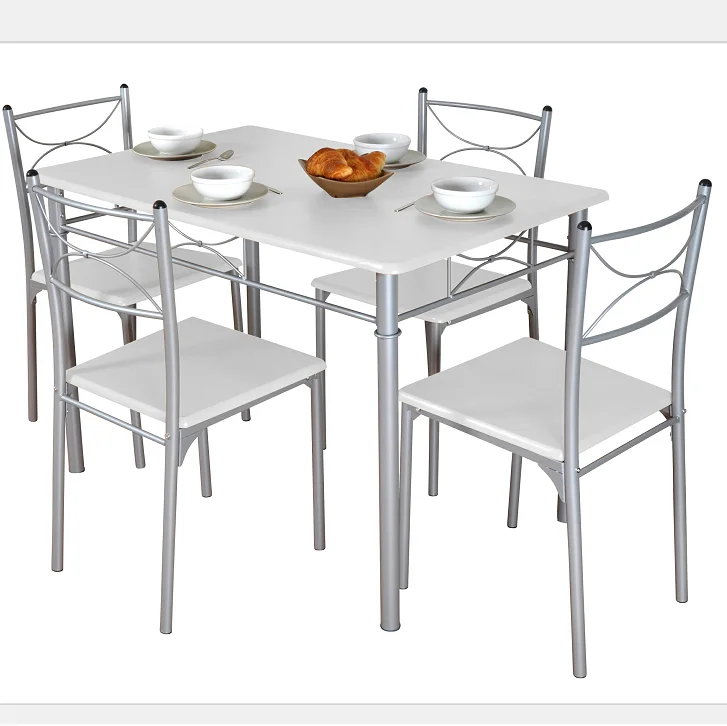 simple cheap dinning room sets Iron and wood furniture dining table set