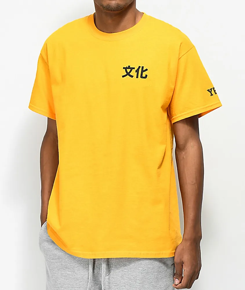 Custom Chinese characters printed t shirt Yellow dragon young man t-shirt Hip hop tee streetwear in bulk