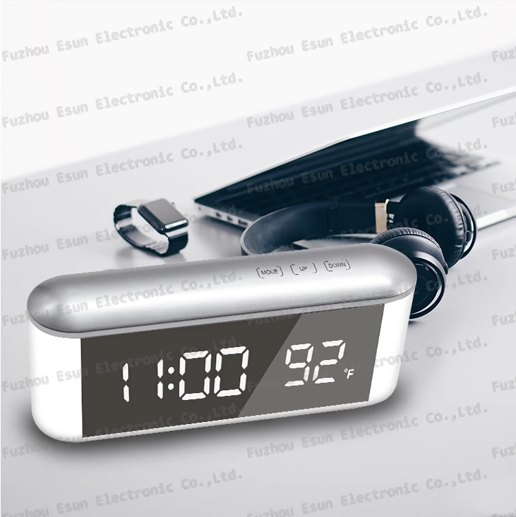 2017 Digital Touch key LED Mirror Table Wall Alarm Clock