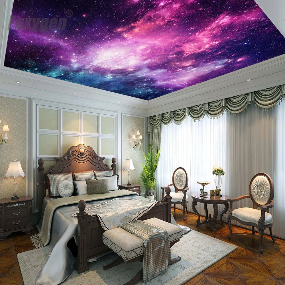 Vivid blue sky design gypsum ceiling board 1.5 - 5.0 meters width for advertising display 3D fabric PVC stretch ceiling film