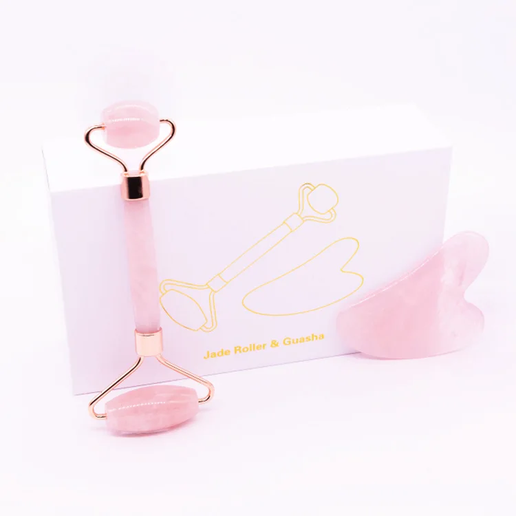 Natural  Anti Aging  Pink Rose Quartz Stone Roller Jade Roller For Face Facial Massage