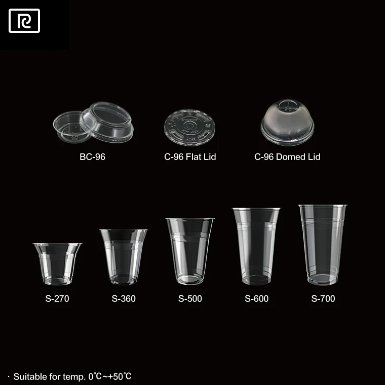 T-PLA2-P transparent biodegradable disposable plastic cup for boba bubble tea , pearl tea , bear and smoothie juice