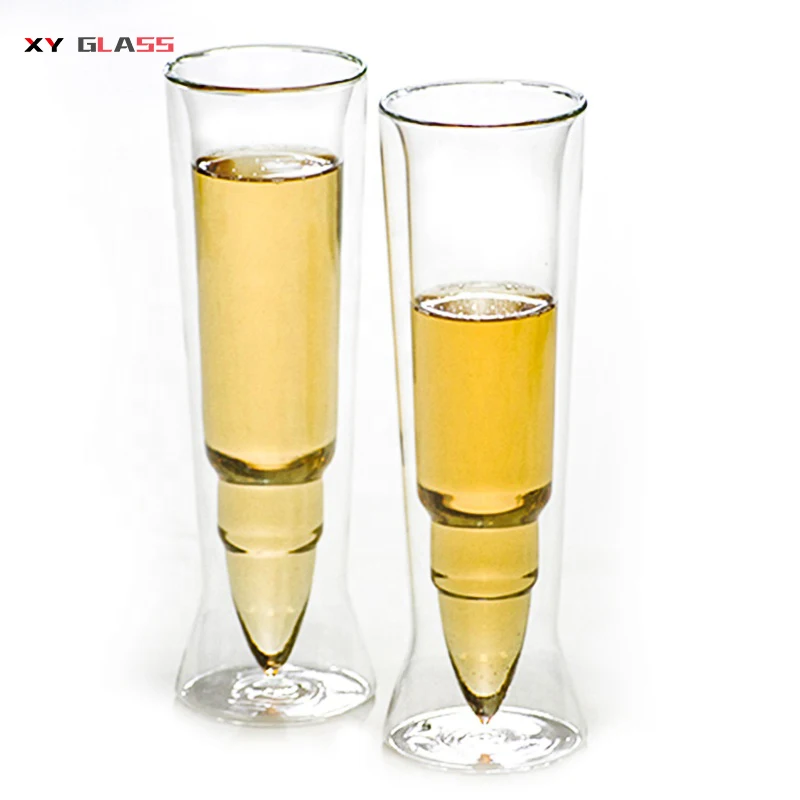 Sublimation Unique Double Wall Novelty Bullet Shape Glass Cocktail Liqueur Cup