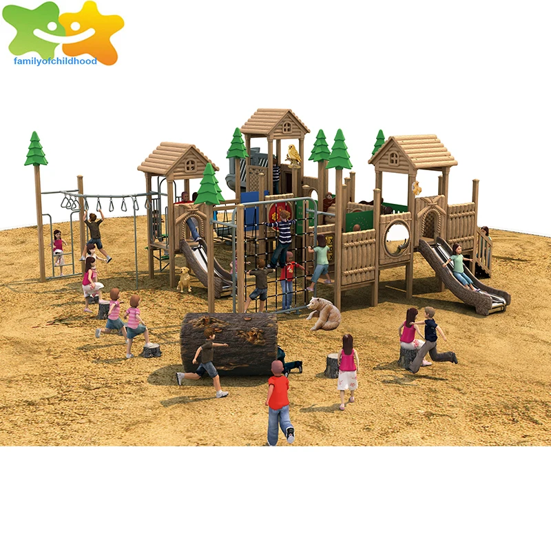 jungle theme outdoor wooden playground for kids play