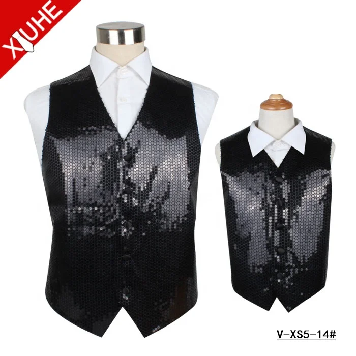 Chinese Supplier Colorful Dance Unisex Vest Party Dress Sequin Children Waistcoat for Men