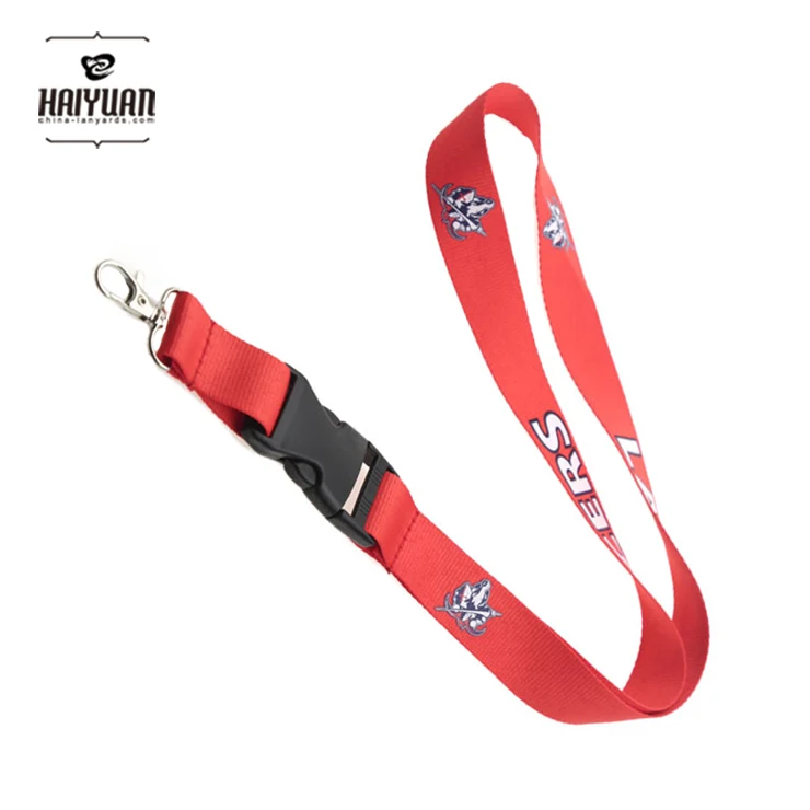 Haiyuan customized polyester 20mm Lanyard with Metal Hook and release buckle