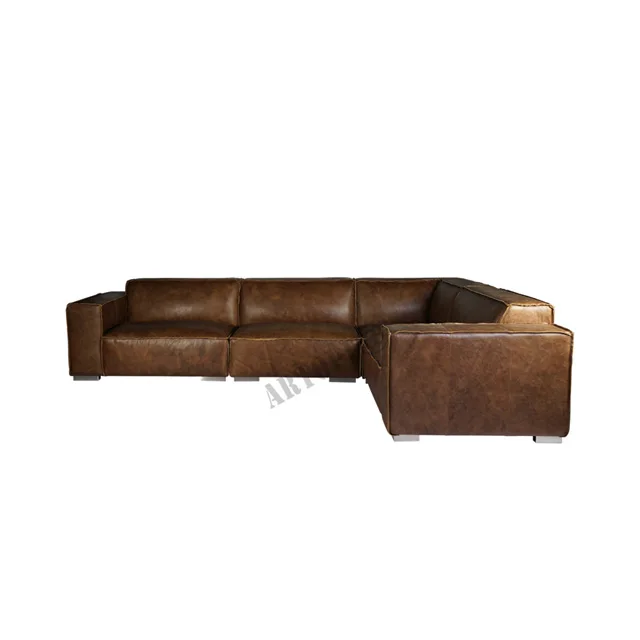 Modern Germany large living room pure leather sectional sofa set
