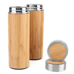 bamboo cup with tea filter Double wall vacuum bamboo tumbler cup