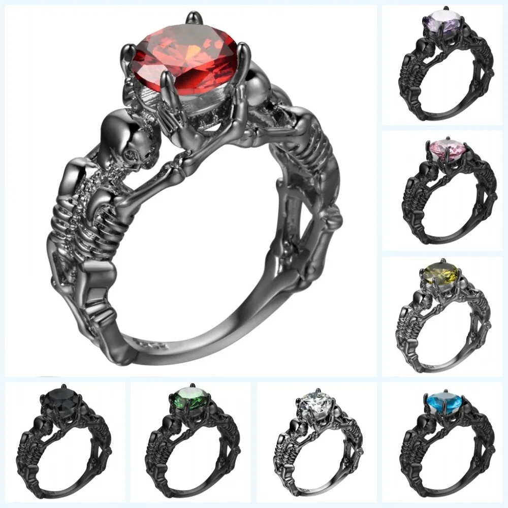 Hainon Latest black ring zircon Skull head shape for gift unisex jewelry diamond engagement ring wholesale