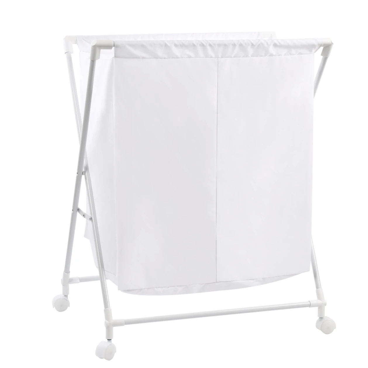White Rolling Organizer Garden Outdoor Laundry Basket Dirty Clothes Double Folding Laundry Sorter