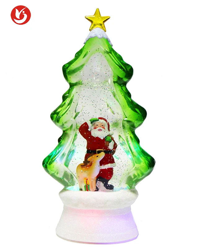 Crafts Gifts Decoration Battery Box Operation Water Snow Globe Led Christmas Tree
