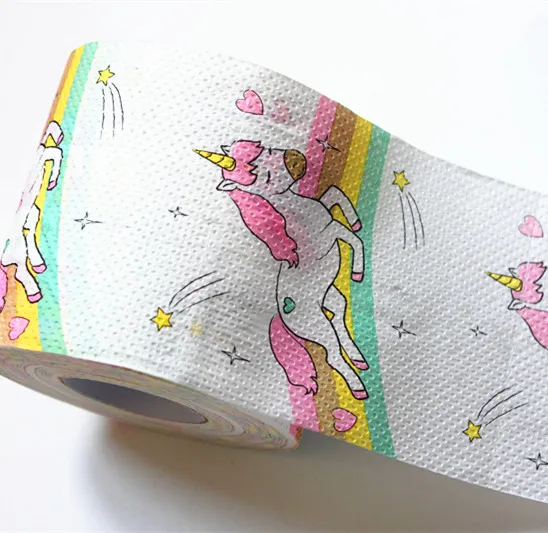 Pink unicorn paper napkin roll rainbow