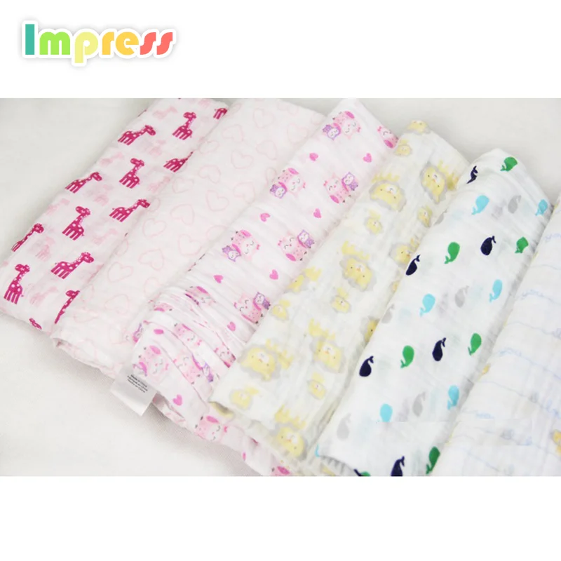 Hot selling baby swaddle blanket animal printed soft touch 100%cotton baby blanket muslin swaddle