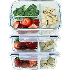 
4 pieces glass food container set with BPA free Lock Lid 