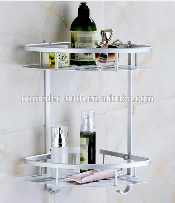 Antique Bathroom Space Aluminum Corner Shower Caddy Shelves Stacking faucetdouble Baskets Collapsible laundry accessories holder
