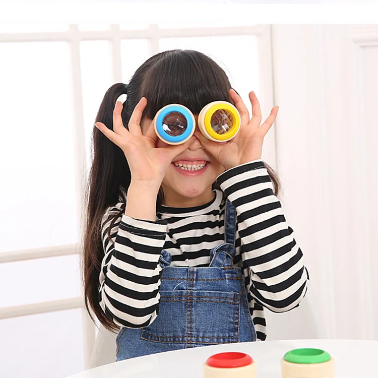 Magic Eye Effect Kaleidoscope Wooden Kids Toy Prism Observe the Colorful World Funny Children Gifts