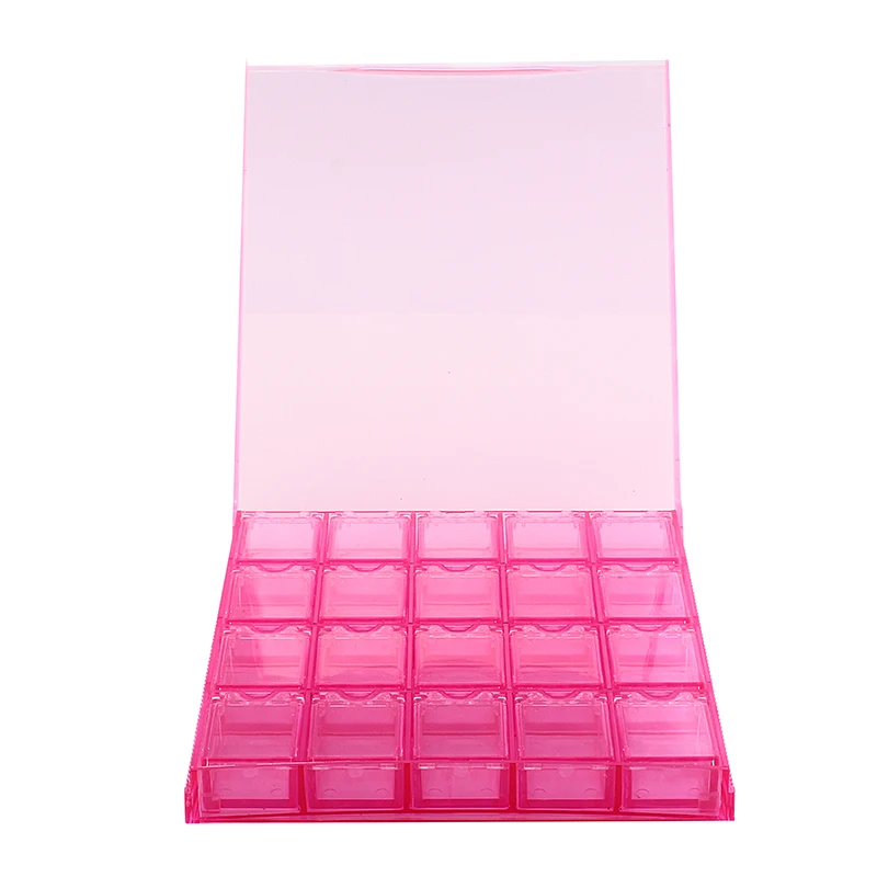 Nadeco 20 Separator Grids Plastic Transparent Pink Multifunctional Nails Storage Box