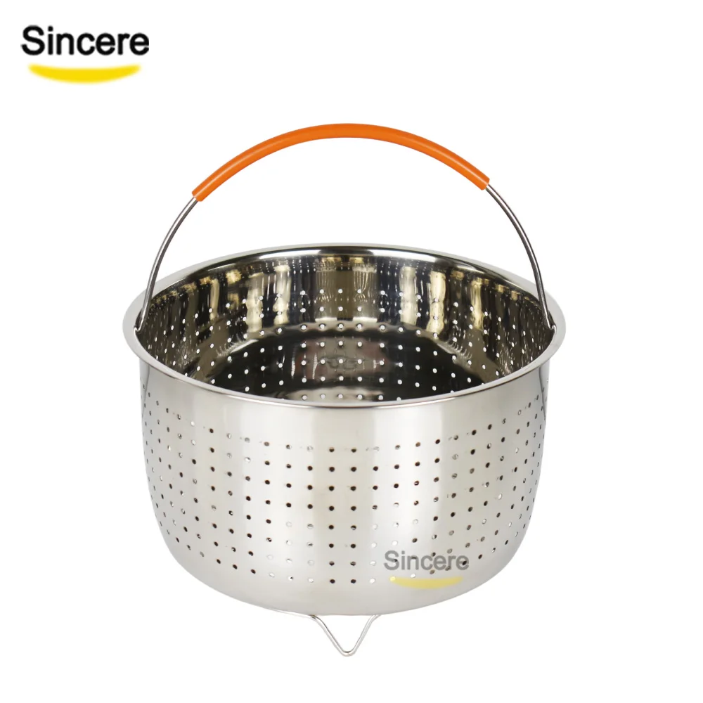 
Amazon Top Sell 2019 Stainless Steel Steamer Basket with silicone handle for Pressure Cooker 