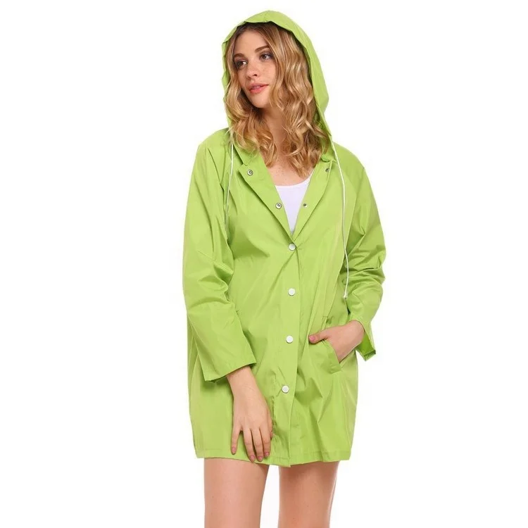 Amazon Top Seller 2019 Fashion Custom Design Polyester Nylon Fabric Vinyl PVC Poncho Jacket Yellow Raincoat for Women