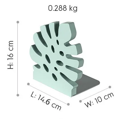 Monstera plant shape wooden desktop carving book stand modern bookends for Office Home and School Dorm