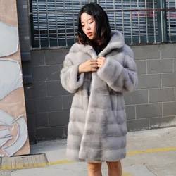 CX-G-A-92 Perfect Jacket Wide Waist Knee Length Denmark Mink Fur Coat