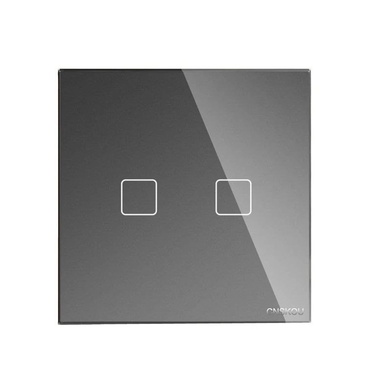 Cnskou 2gang 1way EU Standard Tempered Glass Panel Lcd Touch Screen Wall Light Switch India