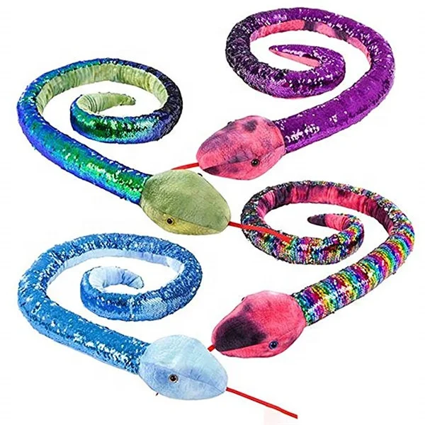 wholesale custom glitter flip mermaid stuffed sequin plush snake