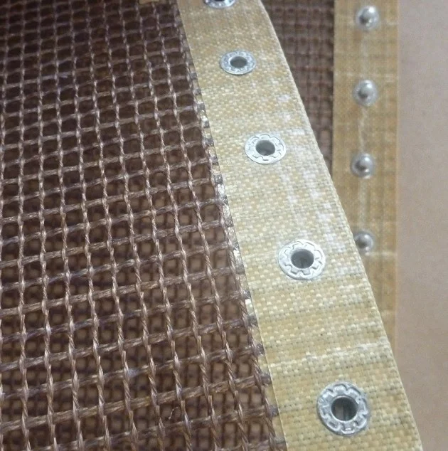 PTFE coated fiberglass fabric mesh conveyor belt 3.6*24.3m,  4x4mm mesh, bullnose connection