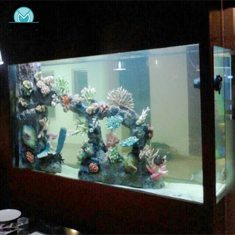 Hot sale newly designed modern style glass koi pond fish tank aquarium for restaurant