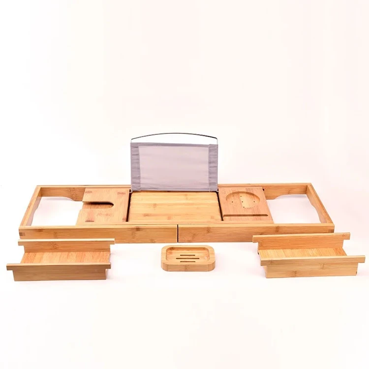 2018 new products expandable bathtub caddy in bamboo bath