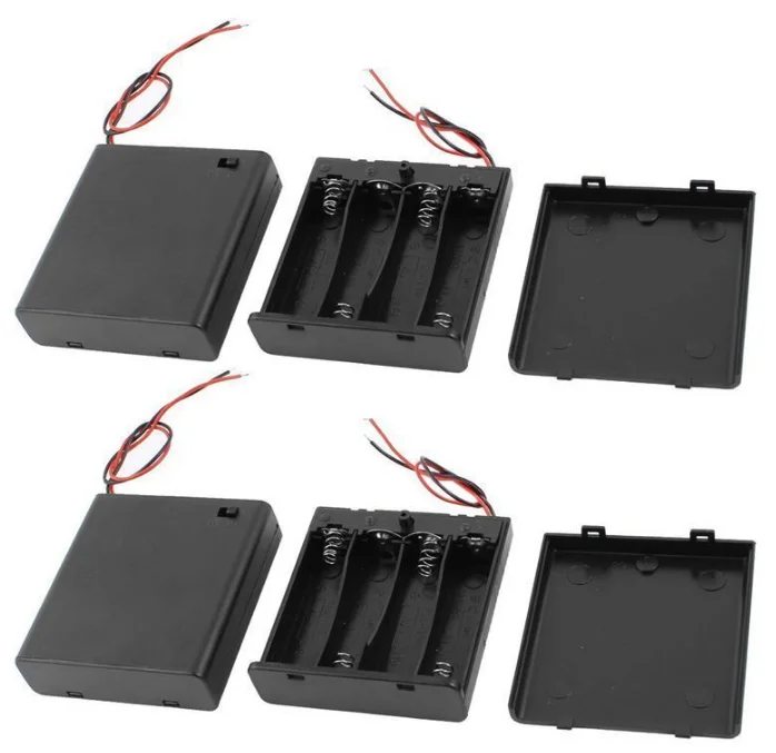 Черный безопасный держатель батареи ABS 4AA 1,5 в