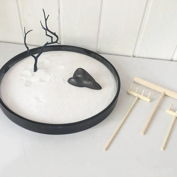 Wooden Zen Sand Garden Rake Spiritual Home Decor Modern Relaxation Office Desk Toys Therapeutic Sand Tray